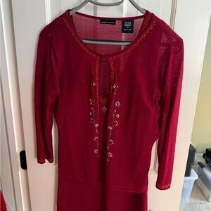 Moda International Burgundy Embroidered Dress